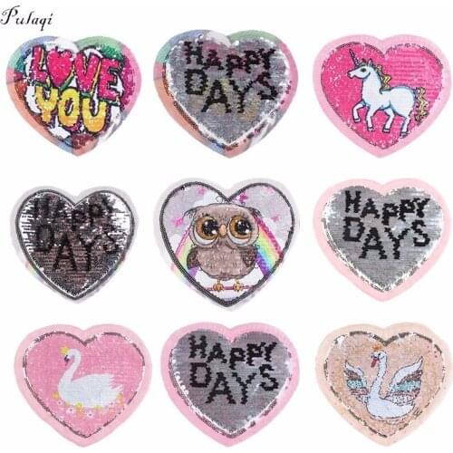 Pulaqi Sequin Owl Swan Sew On Patches For Clothes Cartoon Unicorn Animal Patch DIY Applique For Kids Women Decor Acessories F