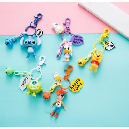 Disney Figure Series Creative Cartoon Keychain Movable Hand Feet Minnie Winnie The Pooh Stitch Cute Dolls Bag Pendant Kids Gifts