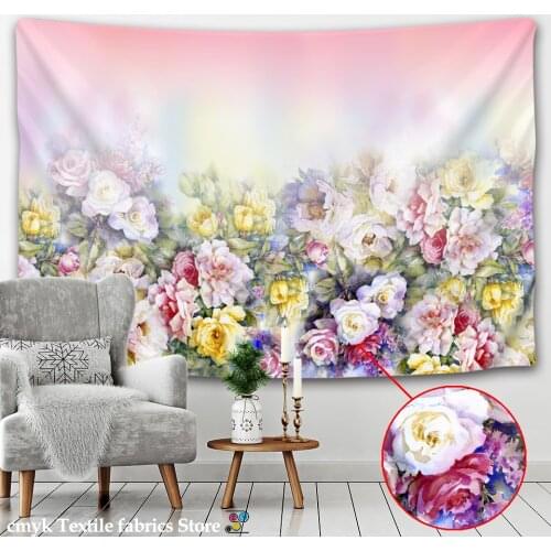 Flower painting Botanical Tapestry Wall Hanging Chart Hippie Bohemian Tapestries Colorful Psychedelic boho home Home Decor