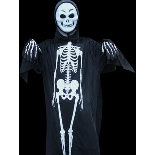 Kids Halloween Cosplay Costumes New Dark Evil Human Skeleton Printing Black Ghost Clothing Hell Horror Party Cosplay Clothing