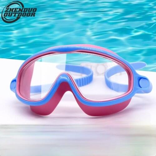 Childrens goggles with large frame waterproof and anti-fog silica gel swimming glasses snorkeling goggles
