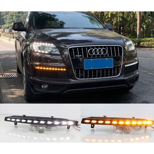 Dynamic LED DRL light for Audi Q7 2006-2009 White with Amber LED Turn Signals OEM Fit LED DRL Assembly Kit