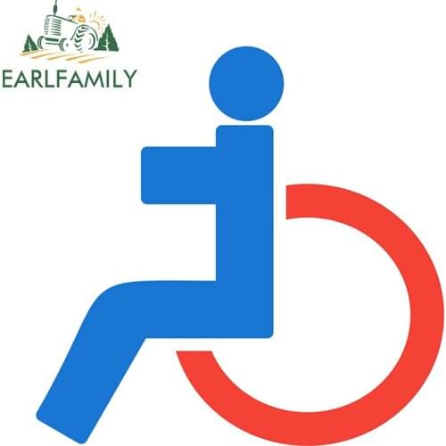 EARLFAMILY 13cm x 13cm for Disabled Sign Funny Car Stickers Vinyl Surfboard Windshield Decals Personality Scratch-Proof Decor