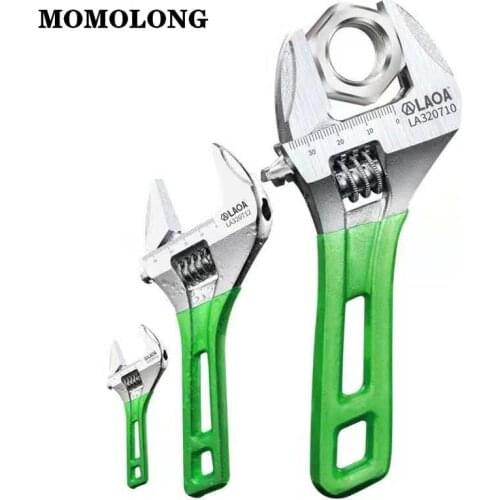 LAOA 6/8/10/12inch Wrench Short Handle Adjustable Spanner Monkey Spanner HCS Material Laser Scale Rubber Wrapped