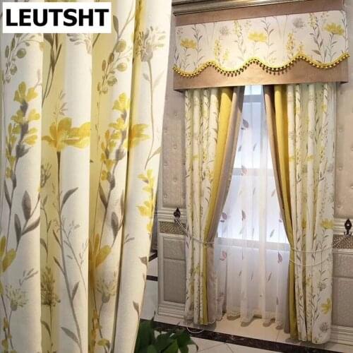 Chinese Curtains for Living dining Room Bedroom Chenille FabricPrinting Splicing LampLuxury Windproof Curtain WindowScreen Tulle