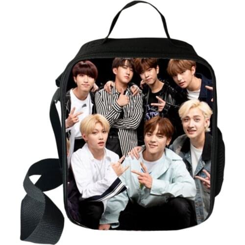 KPOP Stray Kids WOOJIN CHANGBIN Lunch Bags Boys Girls Travel Tote Bags Picnic Food Fresh Storage Bags Student Mini Messenger Bag