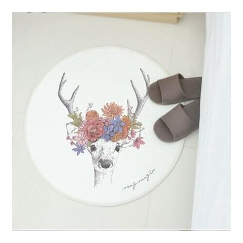 Creative small fresh cartoon animals polar bear elk floor mats round rugs bedroom living room home decoration