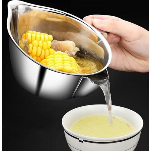 Kitchen Soup Oil Strainer Stainless Steel Filter Bowl Kitchen Oil Separator Kitchen Utensil Multifunction Filter Food Container
