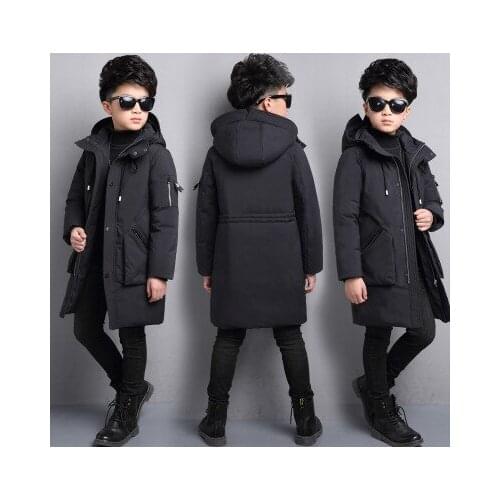 2021 Winter New Cotton Plus Velvet Coat Fashion Boy Mid-length Hooded Thick Jacket Baby Boys Fashion Long Parkas Coats Outwear
