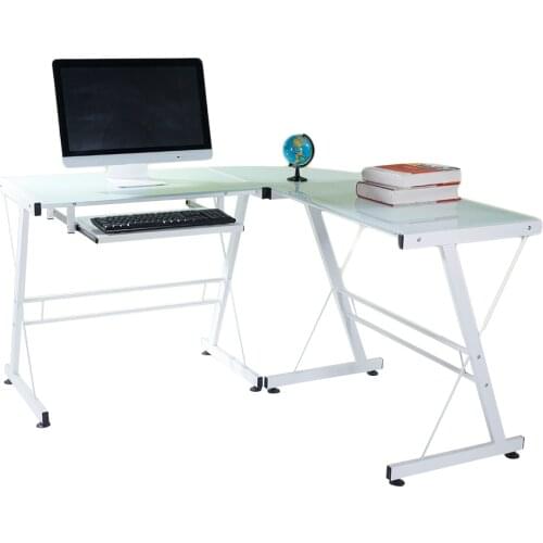 L-Shaped Durable Stalinite Splicing Computer Table PC Desk 402C White (128 x 128 x 76)cm