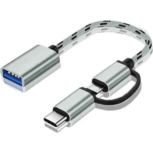 Micro USB/Type C 2 In 1 OTG Adapter Cable USB 3.0 Fast Charging Data Transfer Converter Cable For Samsung