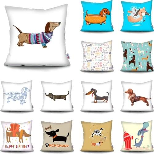 MTMETY Christmas Dachshund Style Cushion Cover Cute pet dog Polyester Throw Pillow Case Home Decoration Pillowcase Funda Cojin