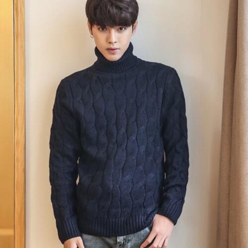 5XL Plus Size Sweater Men Turtleneck Thick Warm Mens Sweaters Wool Pullover High Turtle Neck Casual Male Sweter Pull Homme Black