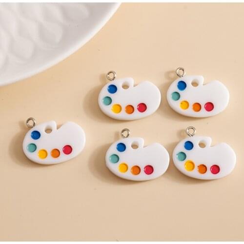 10pcs 23*18mm Cute Enamel Painter Palette Charms DIY for Necklaces Pendants Earrings Making Handmade Craft Jewelry Accessories