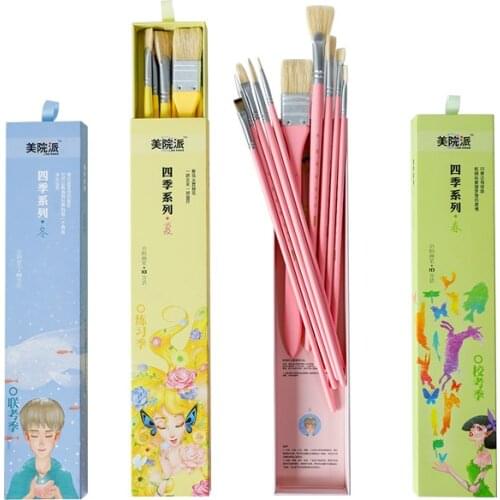 10pcs Art Paint Brush Set Pinceles Para Acrilico Y Oleo Four Seasons Artist Painting Brush Set Watercolor Gouache Arte Supplies