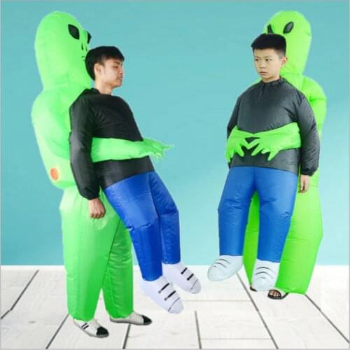 Green Alien Inflatable Costume Adult Kids Funny Blow Up Suit Party Fancy Dress Unisex Costume Christmas Halloween Costume