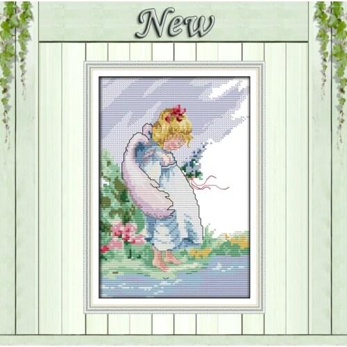 The angel girl baby Home Wall Decor Paintings Counted Print on canvas DMC 14CT 11CT Cross Stitch Needlework Kits Embroidery Sets