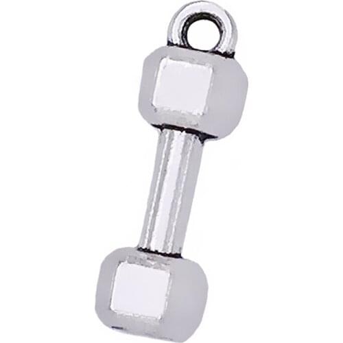 Real imitation of two sizes of metal dumbbell exercise charm