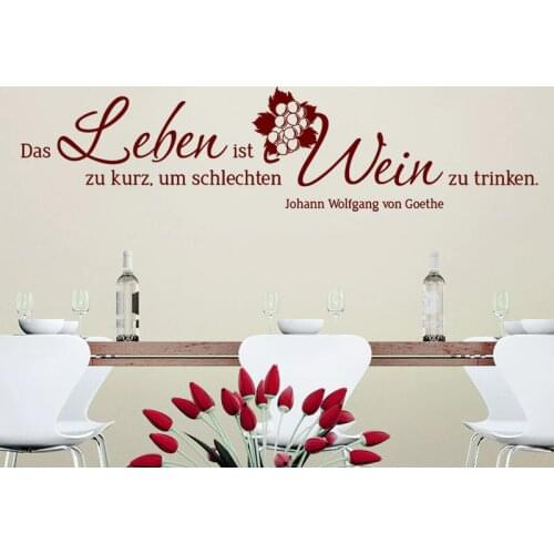 German Stickers Quote Leben und Wein Vinyl Wall Decal Wall Art Decor Living Room Home Decor Wall Poster House Decoration