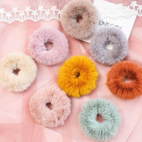 2020 New Winter Plush Scrunchies Women Girls Imitation Mink Elastic Hair Rubber Bands Accessories Tie Hair Ring Holder Headdress