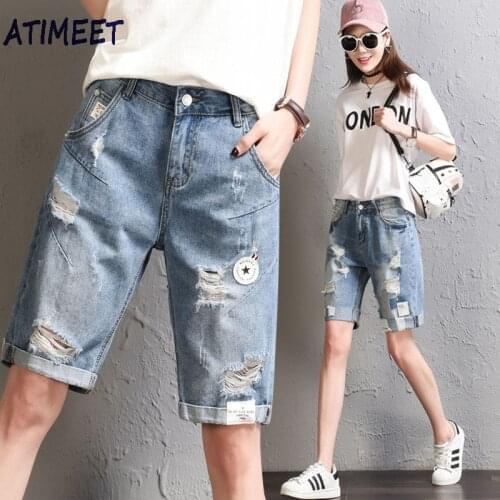 New Women Fashion Denim Shorts Summer Casual Style Ripped Jeans