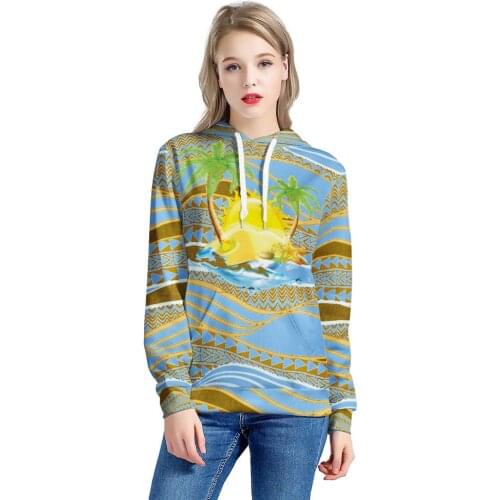 Wholesale Polynesian Traditional Tribal Print Hoodie For Women Printable Blank Hoodie Skirt Unique Custom Hoodie Dresses