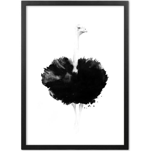 Nordic Abstract Illustration Ink Ostrich Wall Art Paper Painting Landscape Wall Pictures For Living Room Decor