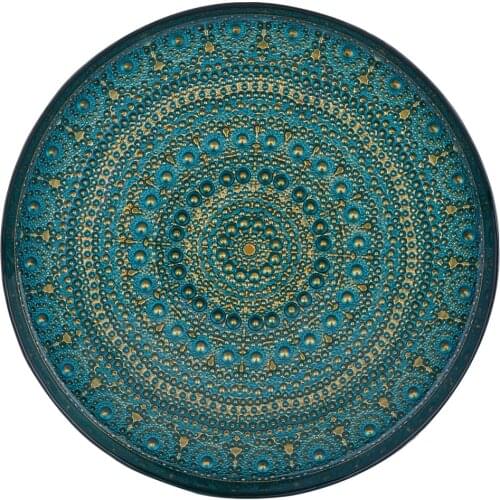 Unique Multicolor Hand Made 35cm Protruding Glass Turkish Service Tray