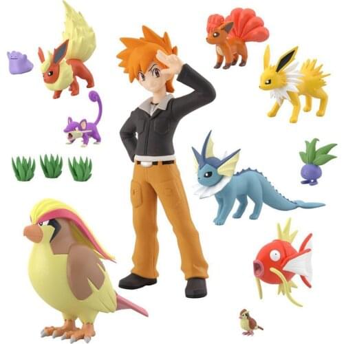 Japanese Version Bandai Pokemon Cartoons Anime Figures Gary Oak Pidgeot Kids Toys Action Figure PVC Collections Dolls Boys Gifts
