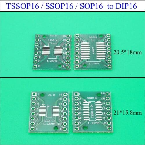 YuXi TSSOP16 SSOP16 SOP16 Transfer to DIP16 IC Adapter Converter Socket Board Module Adapters Plate 0.65mm 1.27mm