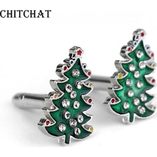 Christmas Tree Cufflink For Man Woman Shirts Charm Wedding Gifts Cuff Cufflinks gemelos wholesale Christmas