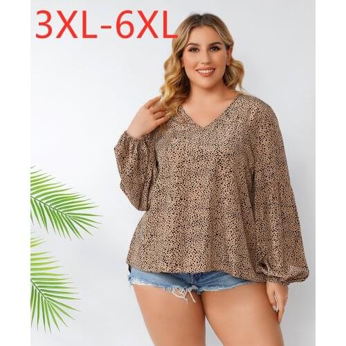 New 2021 Spring Autumn Plus Size Tops For Women Large Blouse Long Sleeve Loose Casual Floral Print V-neck Shirt 3XL 4XL 5XL 6XL