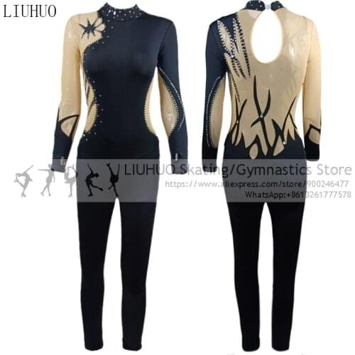 Figure Skating Catsuits Girls Women Spandex Lycra Dance Jumpsuits Rhythmic Leotards Teens Competition Women Dance Wear