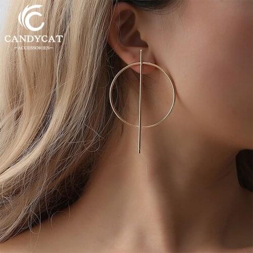 Vintage Trendy Big Round Stud Earrings For Women Simple Geometric Ear Nail Gold Sliver Studs Fashion Jewelry Party Wholesale