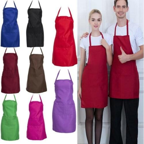 Thicken Cotton Polyester Blend Anti-wear Cooking Kitchen Restaurant Chef Adjustable Bib Apron Dress Men Women With Pockets New