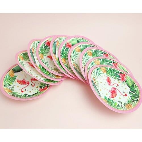 10x Tropical Flamingo Paper Plates Disposable Tableware Party Decorations Party Supplies for wedding kids birthday parties