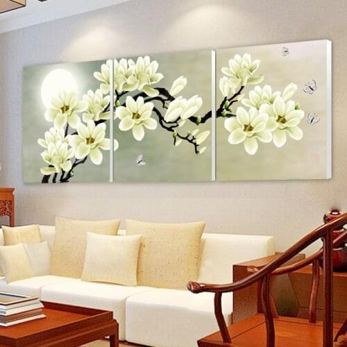 3 Pieces Wall Art Pure Flowers Art Painting on Canvas Room Decoration Print Poster Picture Canvas Painting Framed