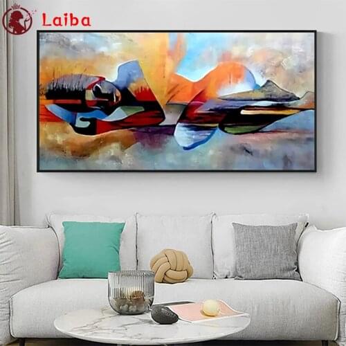 5d photo Round Diamond Painting Abstract art, painted woman landscape Full Drill Square Mosaic Home Decor Handmade Embroide