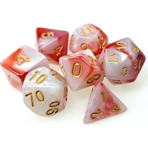 7 PC Polyhedral RPG Dice Set Gemini Color Red & White (d4 d6 d8 d10 d% d12 & d20) for DND D&D Roleplaying Games