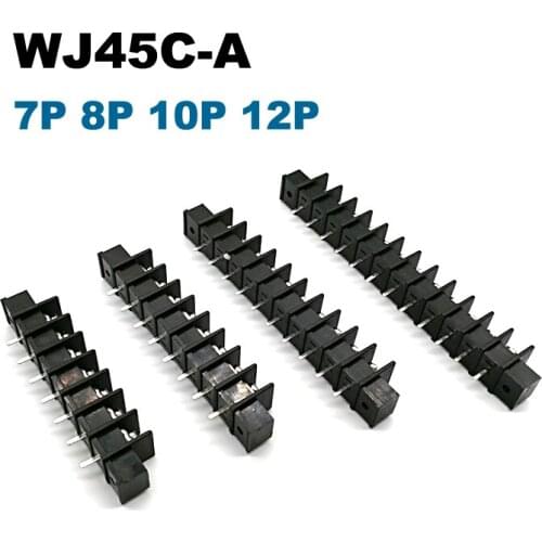 Barrier Terminal Block pitch 9.5mm Straight Pin 7P 8P 10P 12P morsettiera blocks connector with Screw holes 300V 25A 12AWG