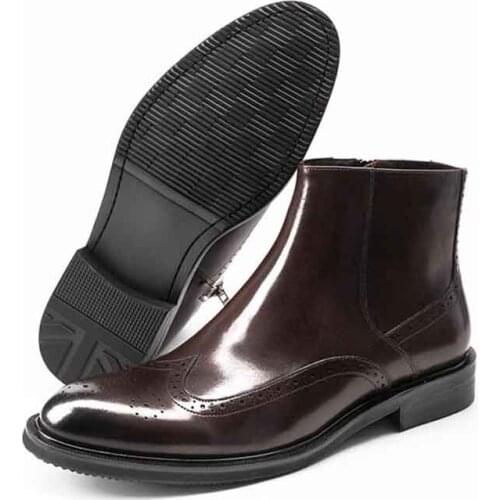 Sipriks Genuine Leather Ankle Boot Shoes Fashion Male Cowboy Boots Dark Brown Black Zip High Tops Gentleman Gents Suit Dress 44