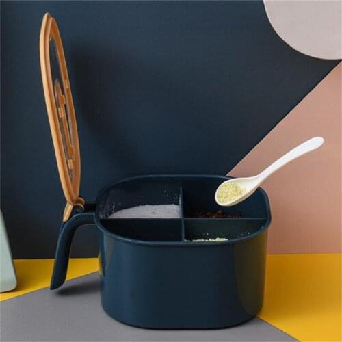 Household Kitchen 4 In 1 Salt powder Seasoning Box with lid Moisture-Proof Seasoning Jar Sealed Plastic Pepper Spice Storage Box