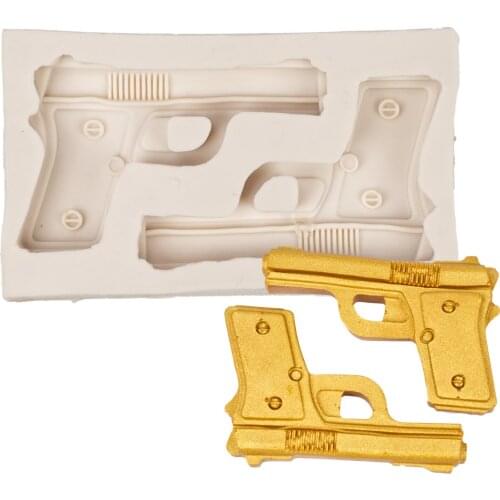 DIY Pistol Gun Shape Fondant Soap 3D Cake Silicone Mold Cupcake Jelly Candy Chocolate Decoration Baking Tool Moulds