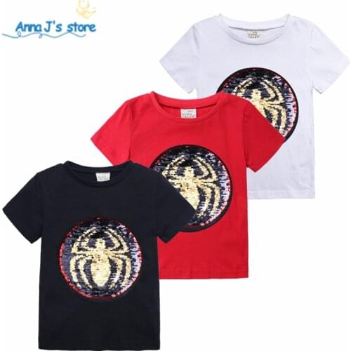 Baby boys sequin tshirt tops summer kids t shirt girl t-shirt clothes boys tops children change color t shirts ZX393