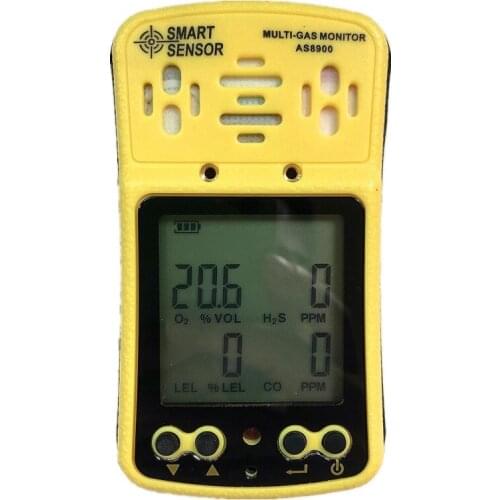 4 in 1 Gas Analyzer Multi Gas Monitor Handheld Gas Detector Oxygen O2 Hydrothion H2S Carbon Monoxide CO Combustible Gas AS8900