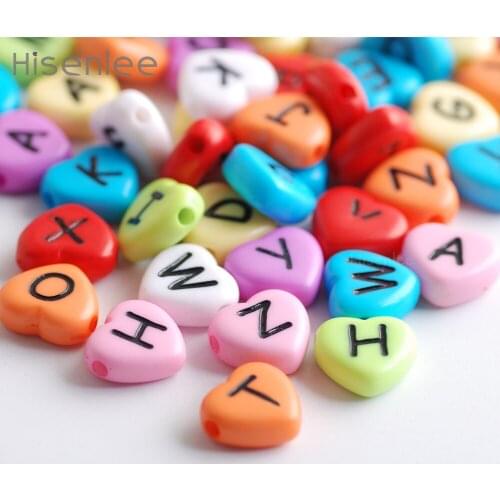 Hisenlee Lovely heart-shaped 4x11mm Acrylic Superior quality Mixed color Girls / boys Ornament bead DIY bracelet made of beads