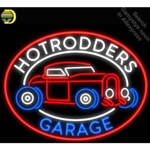 Hotrodders Garage Neon Sign Automotive GLASS Tube Store display Handcraft Art Restaurant Light Signs lamp personalized neon lamp