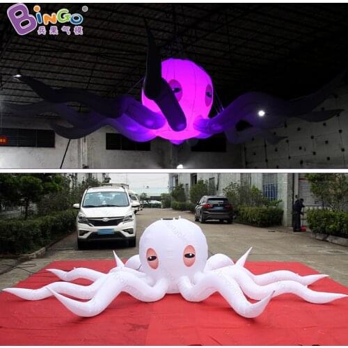 Customized 5 meters diameter big white inflatable octopus / lighting airblown giant octopus / inflatable octopus with LEDs toys