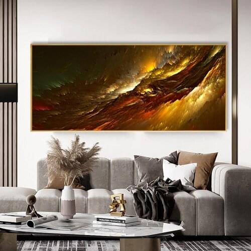 Light Brown Green Cloud Oil Painting Streak Of Light in The Darkness Wall Picture For Living Room Canvas Modern Art Poster Print