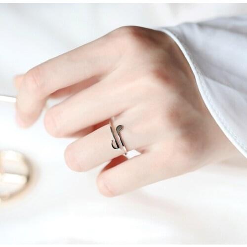 Teen Girls Musical Note Rings For Women Opening Adjustable Korea Fashion New Trend Punk Female Finger Jewelry Wholesale BOYULIGE